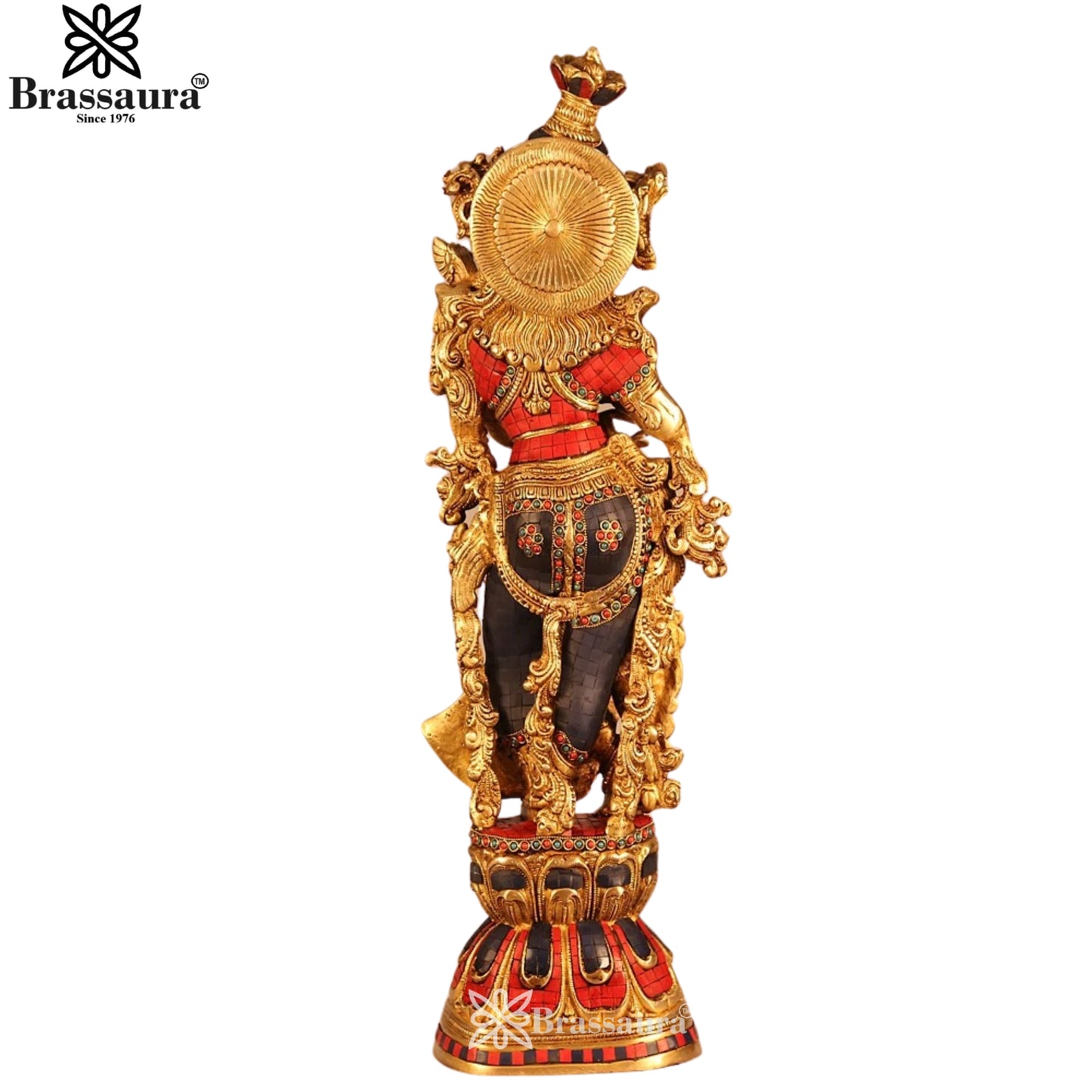 Brass Gem Stone Work Murli Dhari Krishna Murti Weight 16 Kg And Height 30 Inch