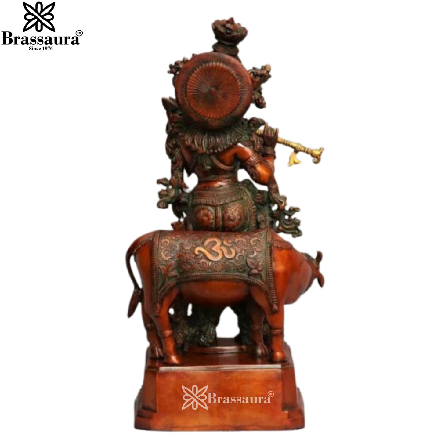 Brass Cow Krishna Murti Weight 35 Kg And Height 28 Inch