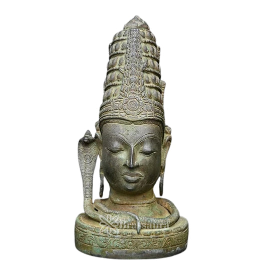 Brass Shiva Head Statue Weight 5.1 Kg And Height 11.9 Inch