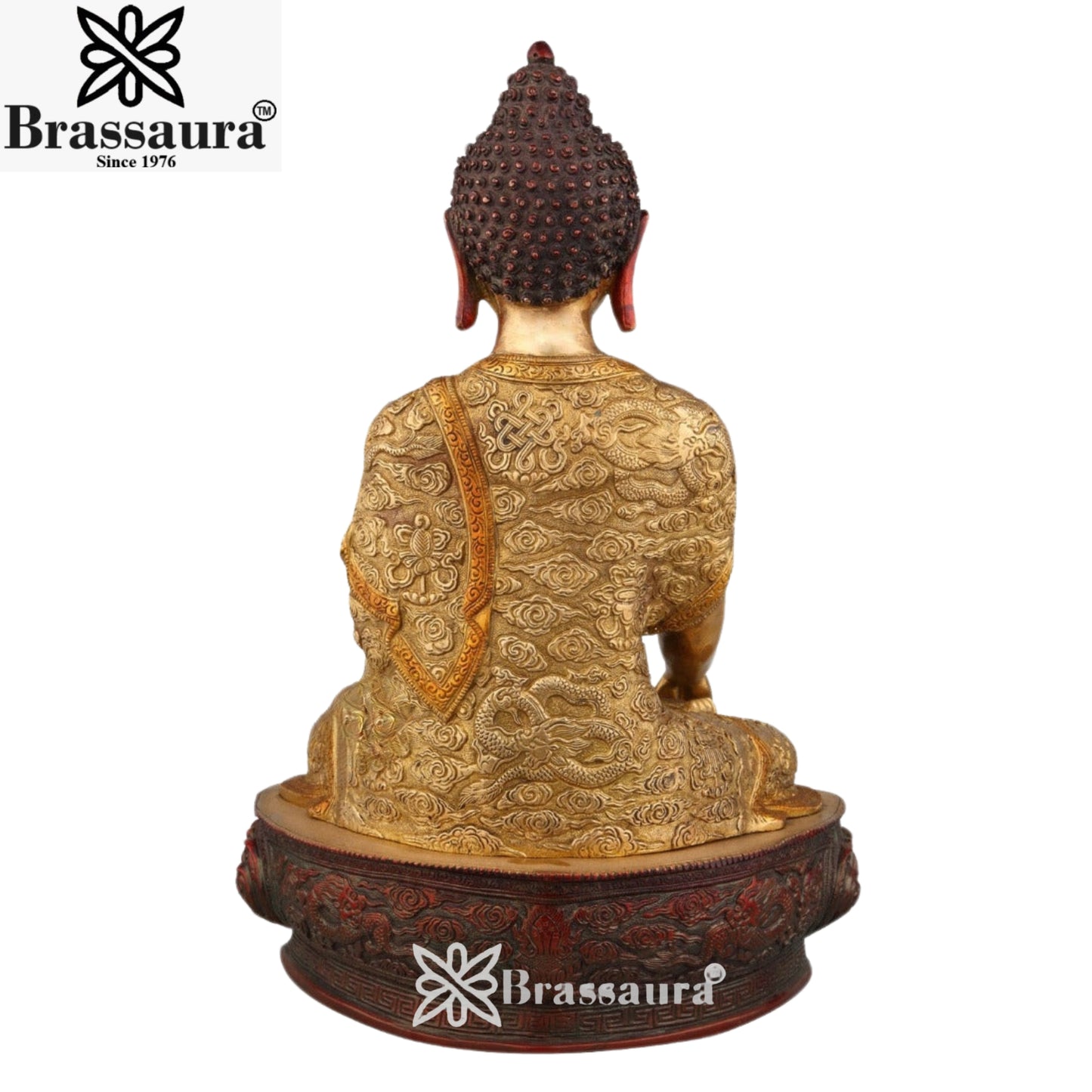 Brass Bhumisprasa Antique Buddha Weight 4.5 kg & Height 12 Inch