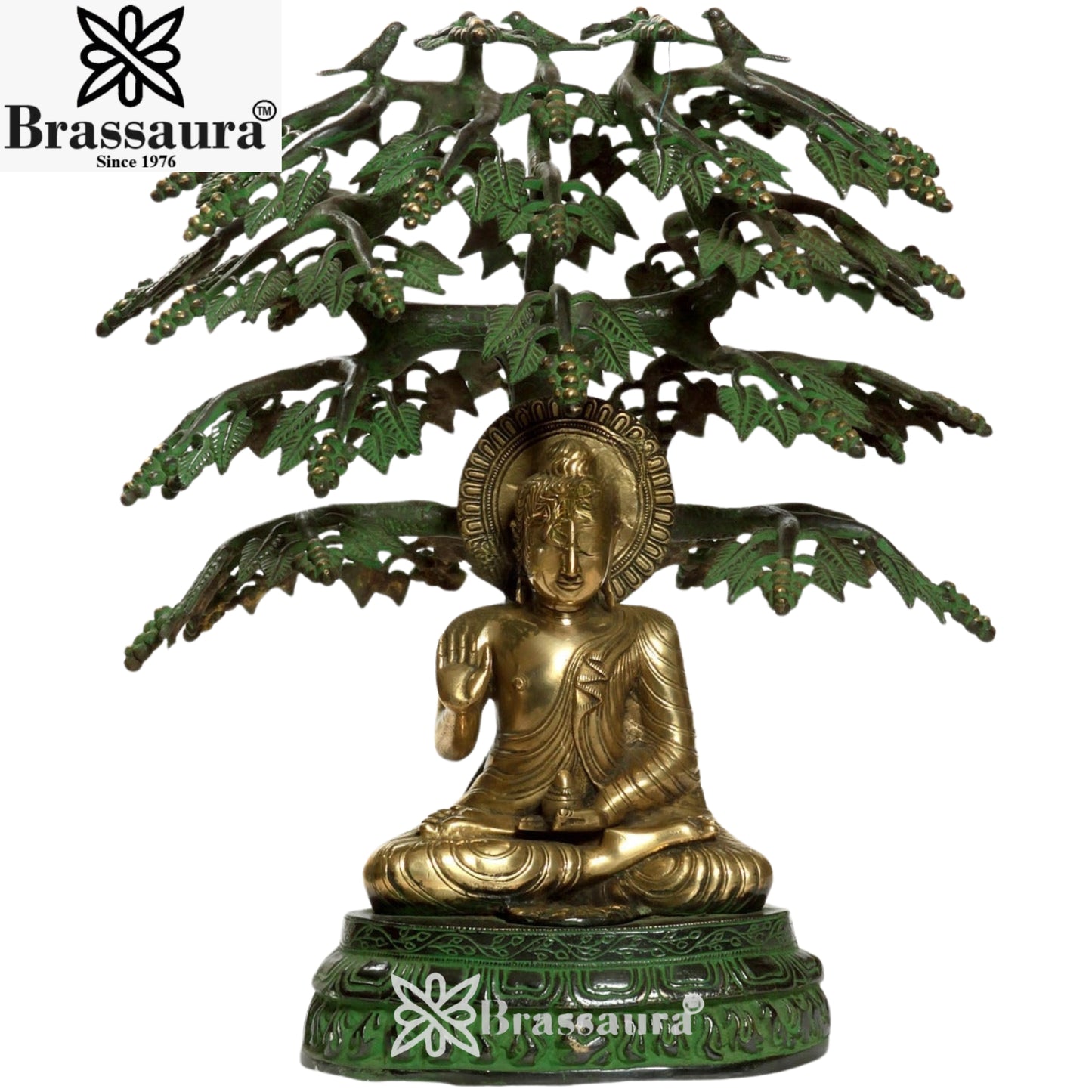 Brass Artistic tree Buddha Weight 17 Kg & Height 21 inch