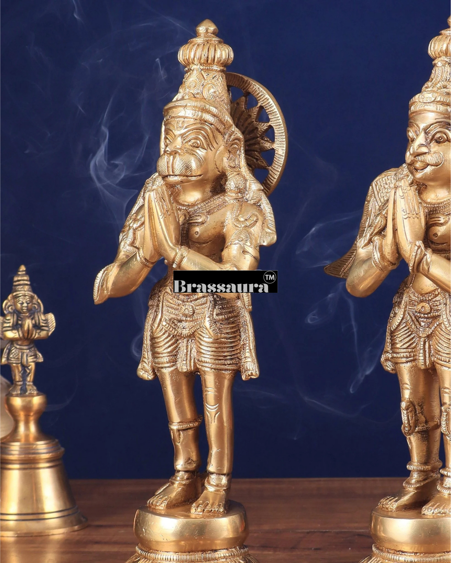 Set of 2 Brass Idols with Superfine Carvings – Height 12 Inches, Weight 3 Kgs Each (Total 6 Kgs)