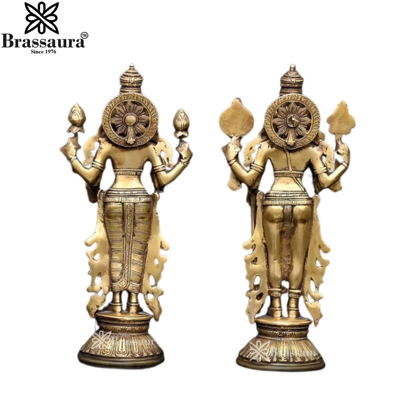 Brass Super Fine Vishnu Laxmi Statue Weight 7.1 Kg And Height 12.8 Inch