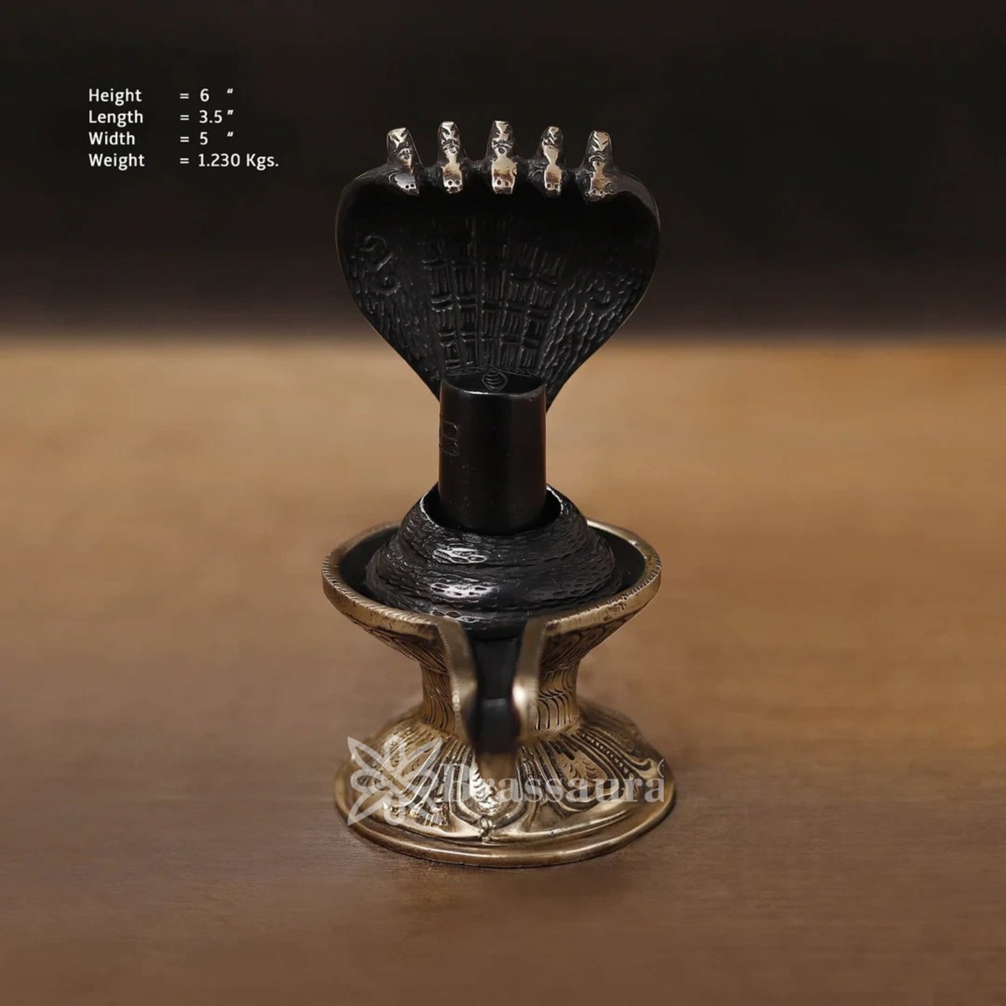 Brass Shivling With Naagraaj Statue Weight 1.23 Kg And Height 6 Inch
