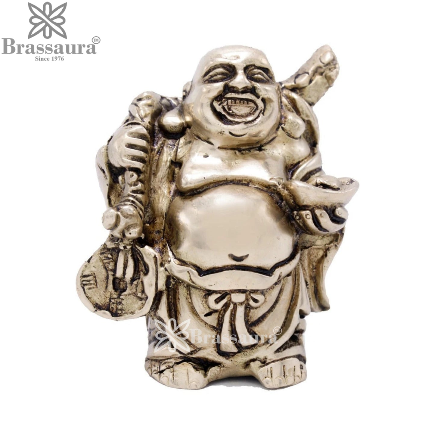 Brass Laughing Buddha Weight 0.4 kg & Height 3.5 Inch