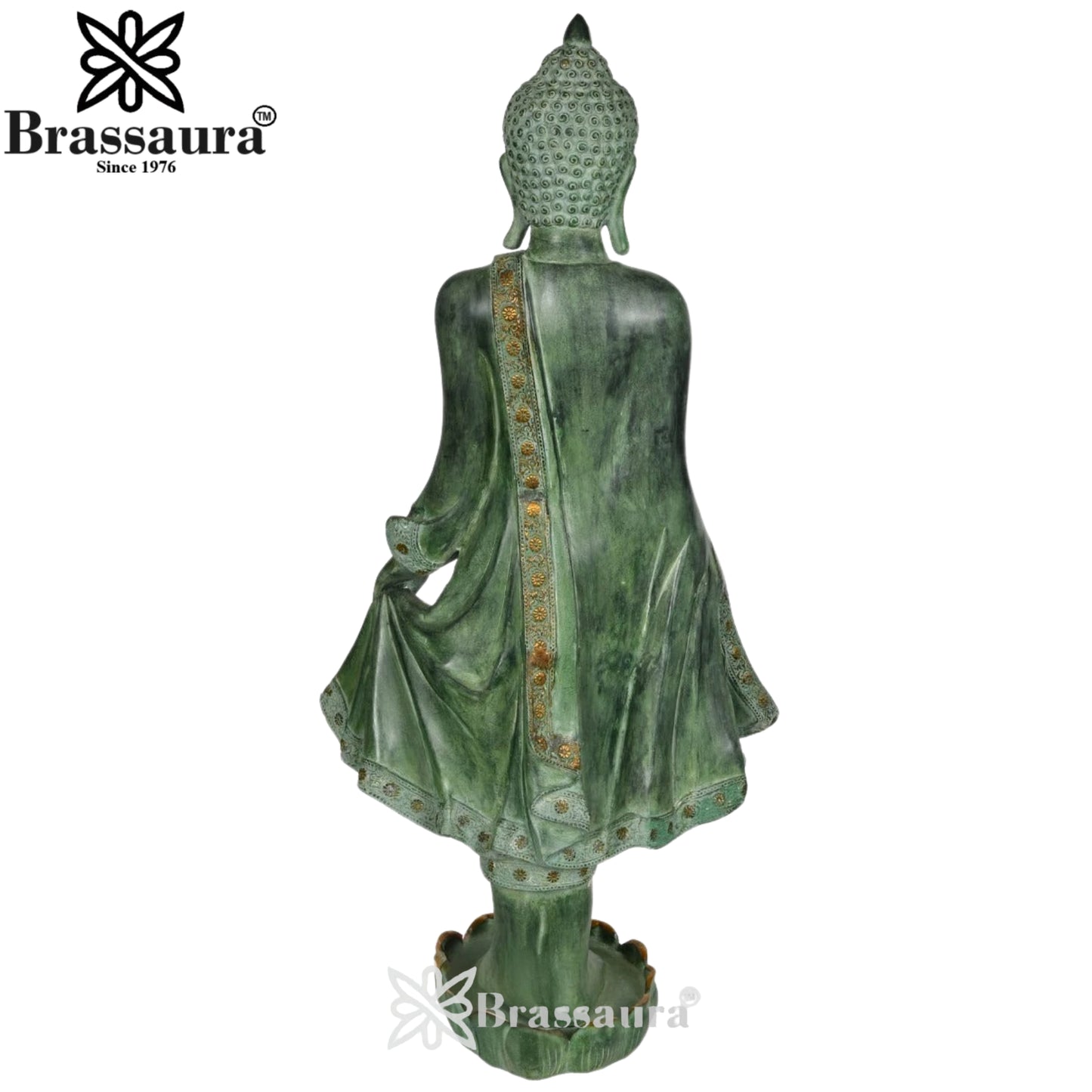 Brass Standing Buddha Weight 32 kg & Height 42 Inch
