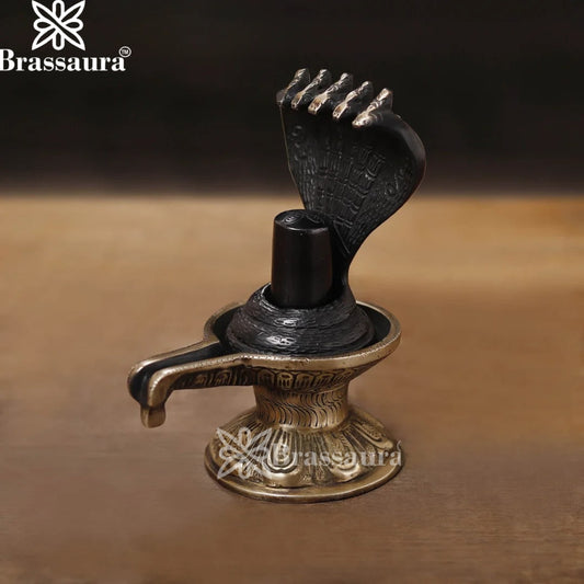 Brass Shivling With Naagraaj Statue Weight 1.23 Kg And Height 6 Inch