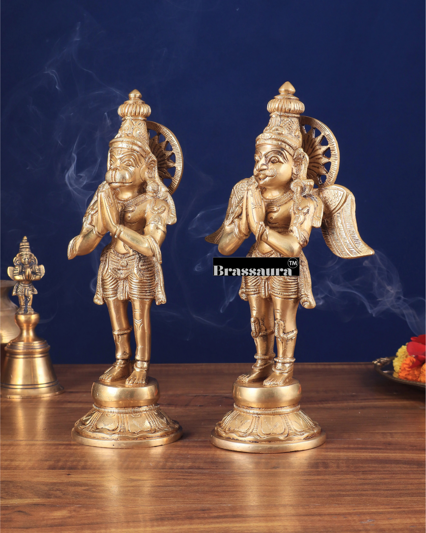 Set of 2 Brass Idols with Superfine Carvings – Height 12 Inches, Weight 3 Kgs Each (Total 6 Kgs)