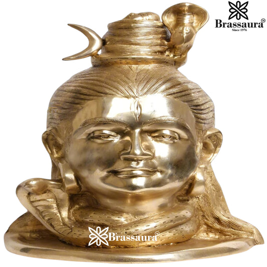 Brass Royal Golden Shiva Mukhlingam Weight 11 Kg & Height 15.5 Inch