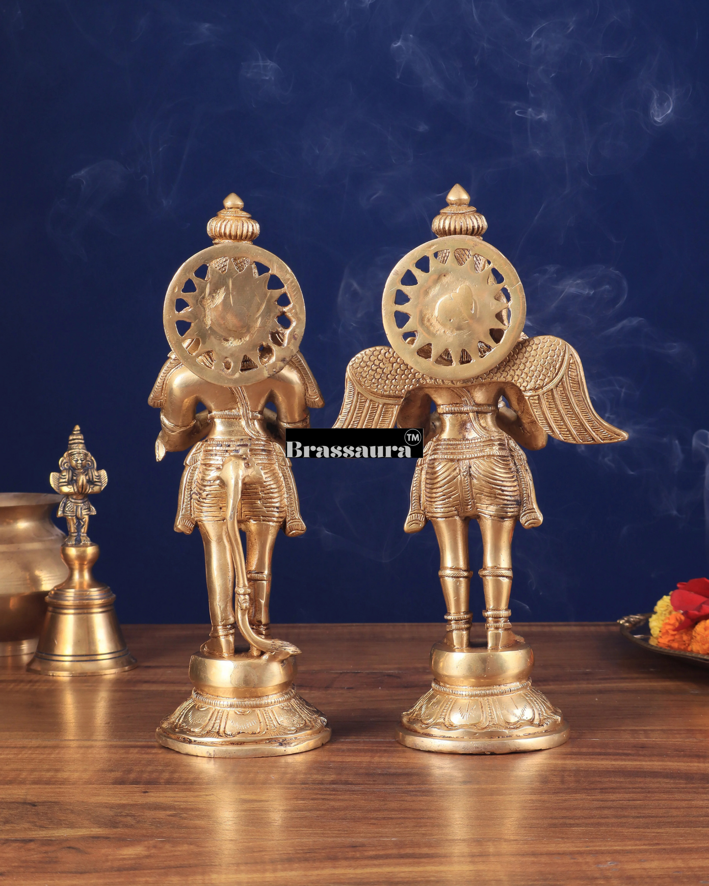 Set of 2 Brass Idols with Superfine Carvings – Height 12 Inches, Weight 3 Kgs Each (Total 6 Kgs)