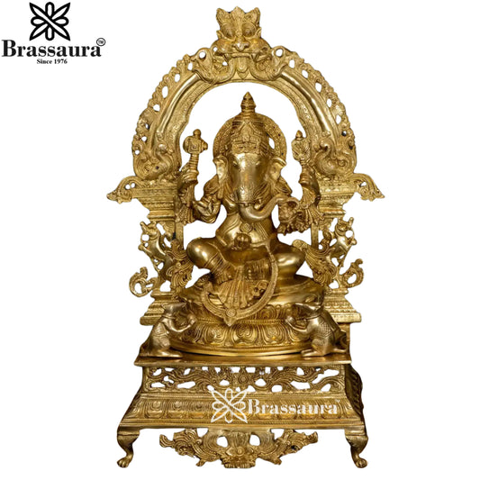 Brass Ring Ganesha Statue Weight 30 Kg & Height 28 Inch