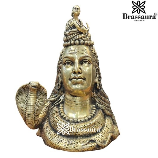 Brass Royal Golden Shiva Mukhlingam Weight 30Kg & Height 27 Inch