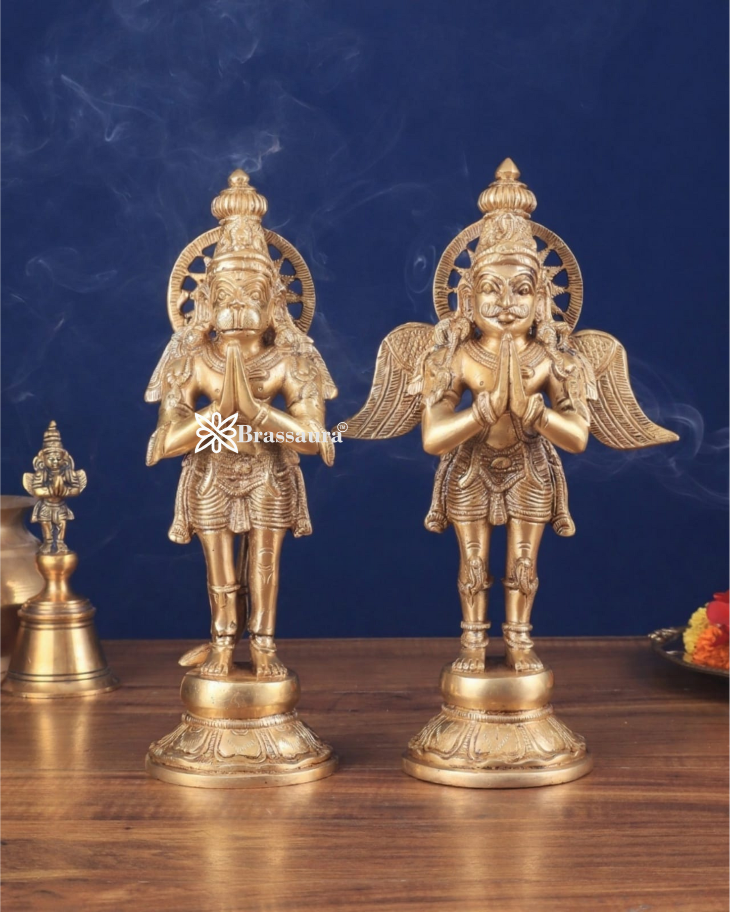 Set of 2 Brass Idols with Superfine Carvings – Height 12 Inches, Weight 3 Kgs Each (Total 6 Kgs)
