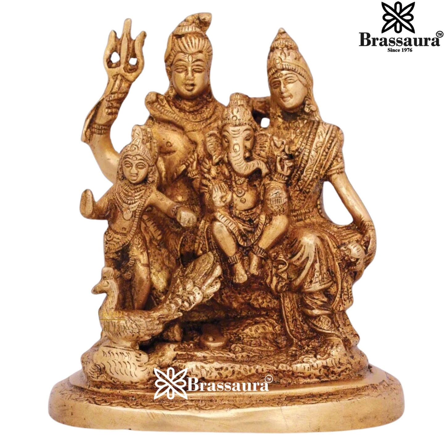 Brass Antique Shiv Family Weight 1.3 Kg & Height 5.5 Inch