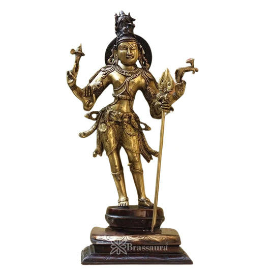 Brass Standing Lord Shiva Statue Weight 10 Kg And Height 22 Inch