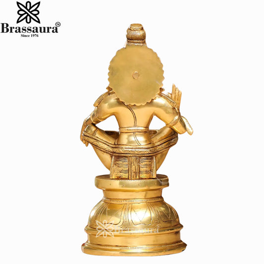 ब्रसुर्रा™ ब्रास सबरीमाला अयप्पा मूर्ति - ऊंचाई 14 इंच और वज़न 8.5 किलोग्राम | ध्यान और पूजा स्थान के लिए उपयुक्त