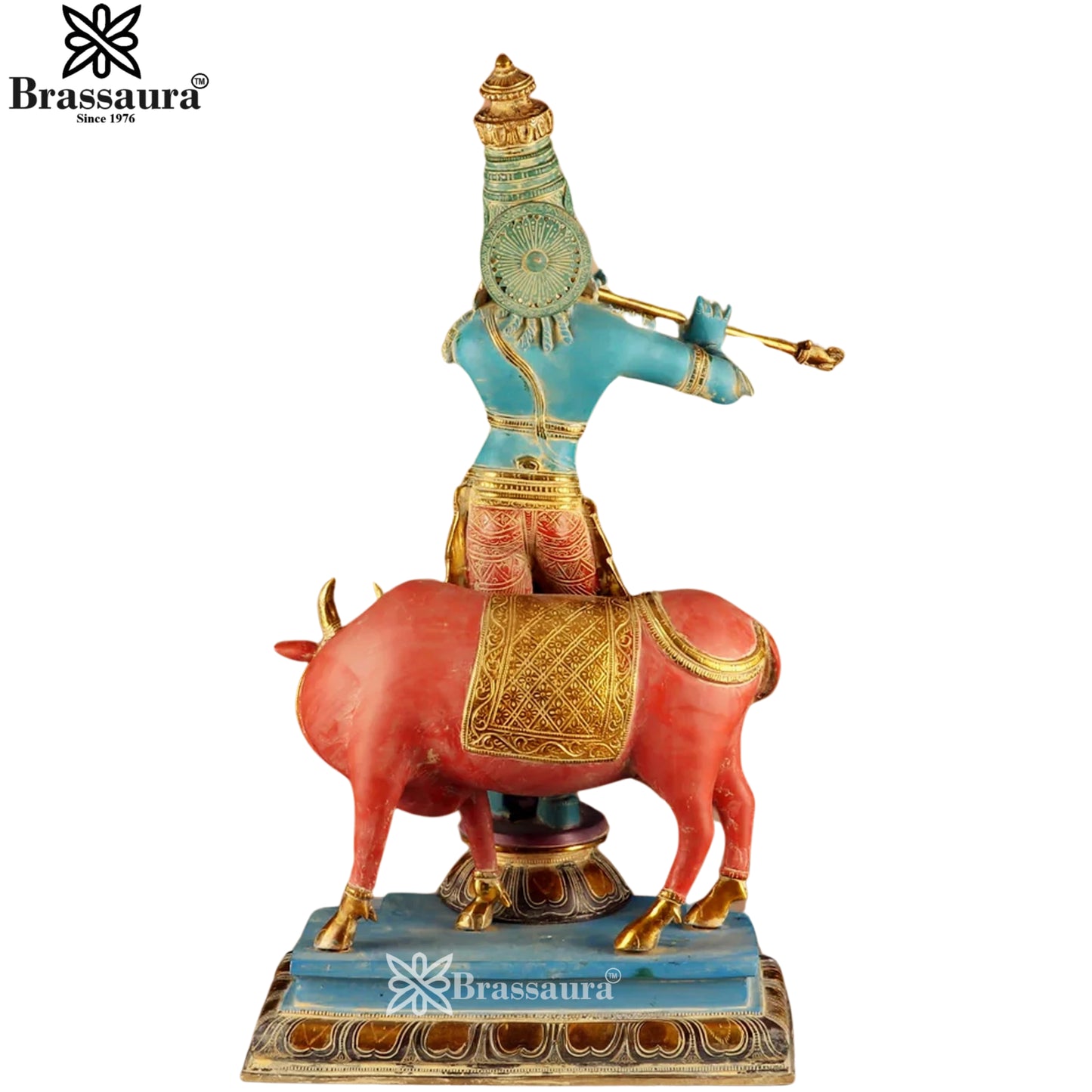Brass Cow Krishna Murti Weight 27.2 Kg And Height 26 Inch