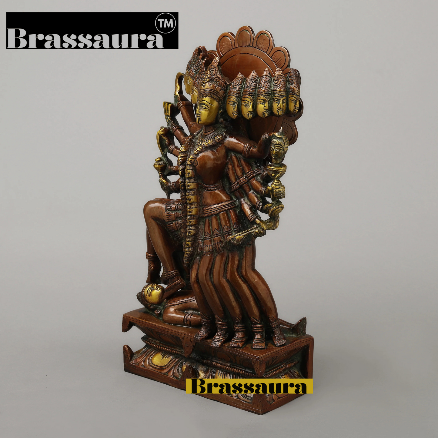 Brassaura™ Kaali Maa Brass Statue – 8.16kg | 8" Length x 4" Width – Powerful Handcrafted Idol