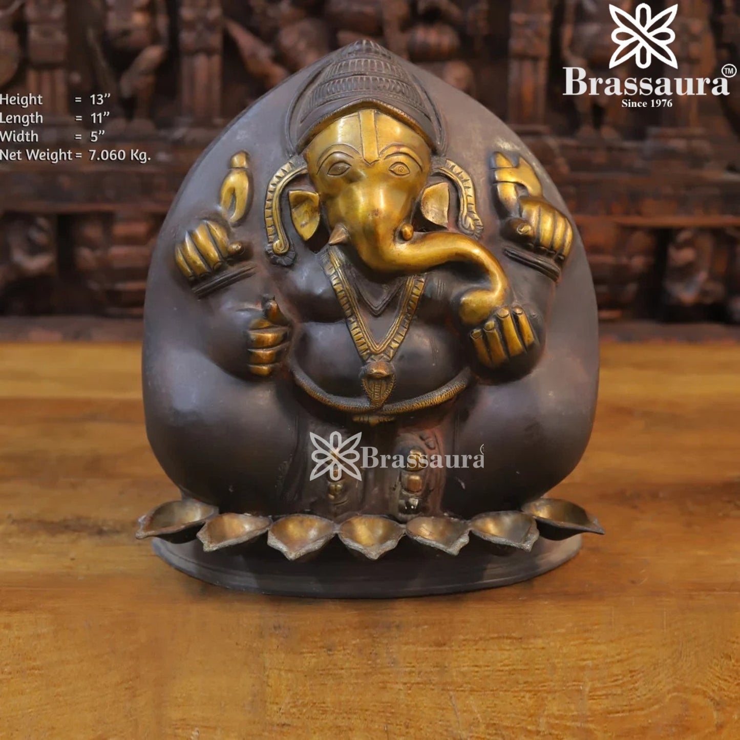 Brass Ganesh Diya Height 13 Inch