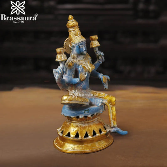 Brassaura™ Devotional Brass Laxmi Murti – Height 12 Inches & Weight 4.16 Kgs | Temple Statue