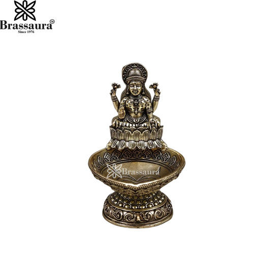 Brass Super Fine Laxmi Diya Weight 0.116 Kg And Height 3.5 Inch