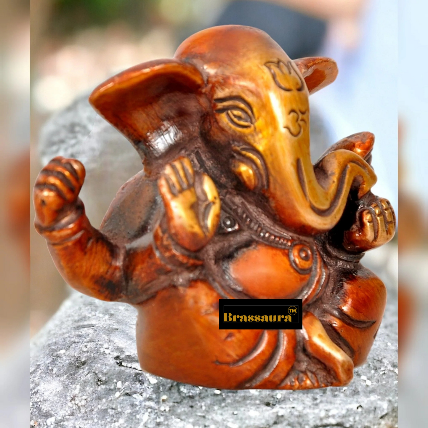 Brassaura™ Miniature Brass Appu Ganesha Idol – Height 2.5 Inches, Weight 170 g