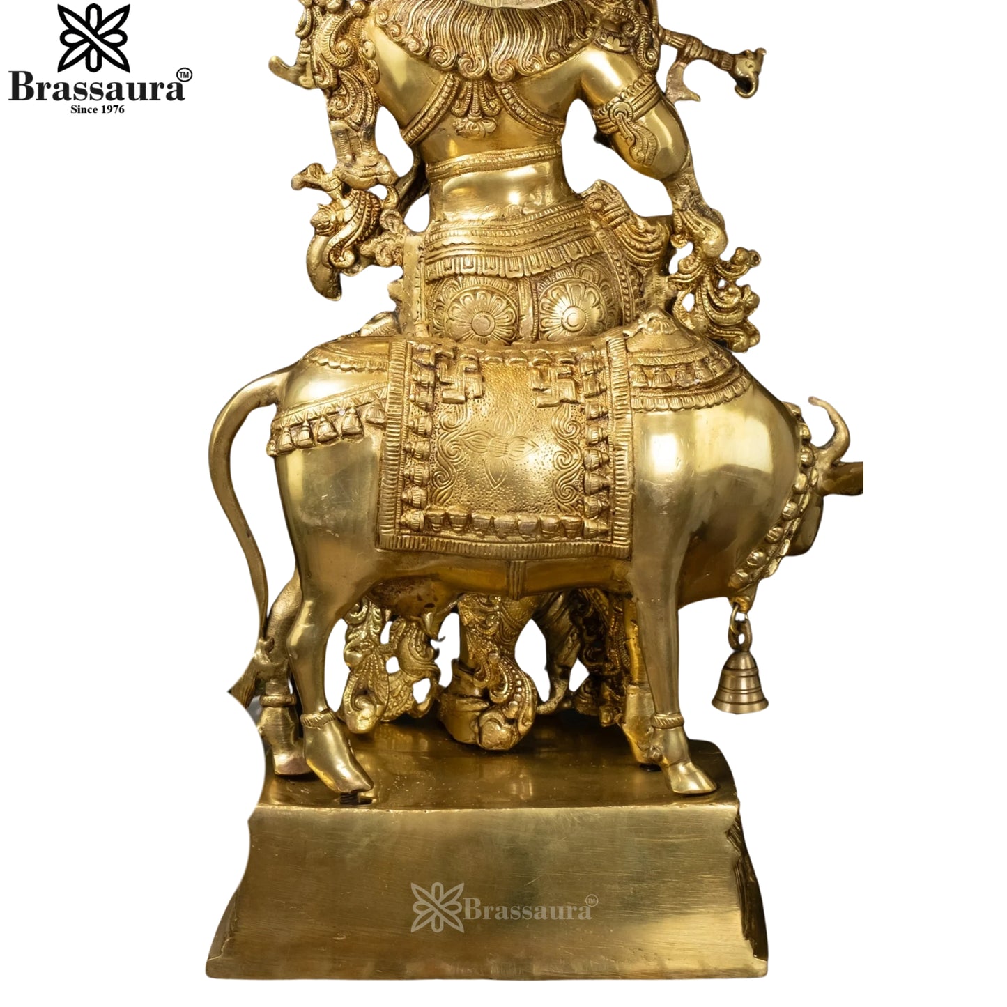 Brass Cow Krishna Murti Weight 23 Kg And Height 26 Inch