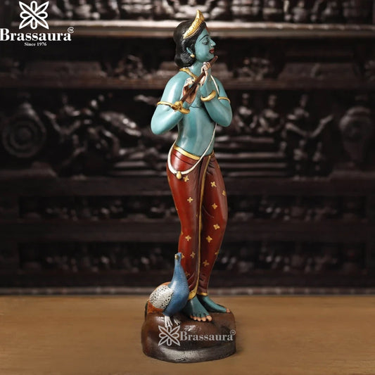 Brass Krishna Murti Weight 15.63 Kg And Height 29 Inch