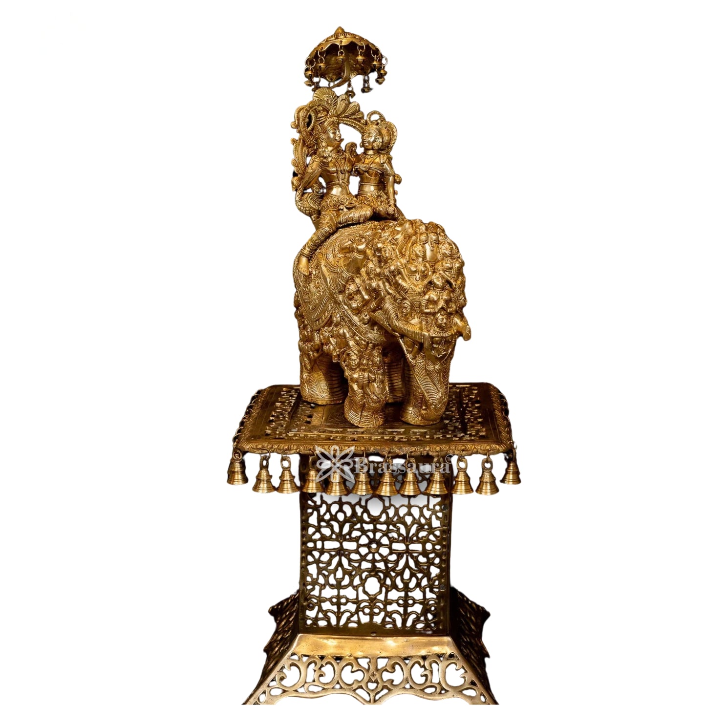 Brass Royal Gold Radha Krishna (nari Kunjar) Murti Weight 19.4 Kg And Height 22 Inch