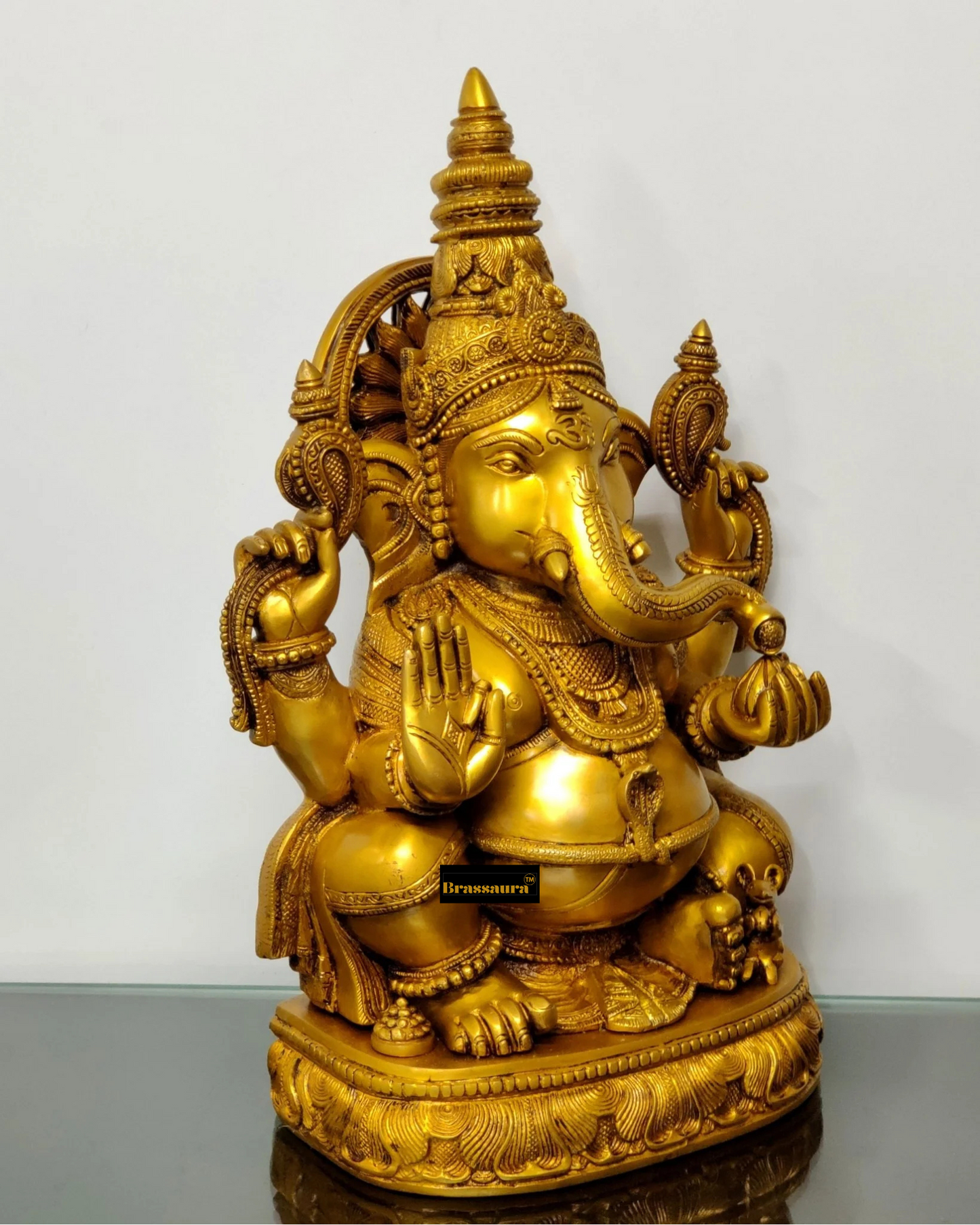 Brassaura™ Brass Surya Ganesha Statue – Height 20 Inches, Weight 23 Kgs