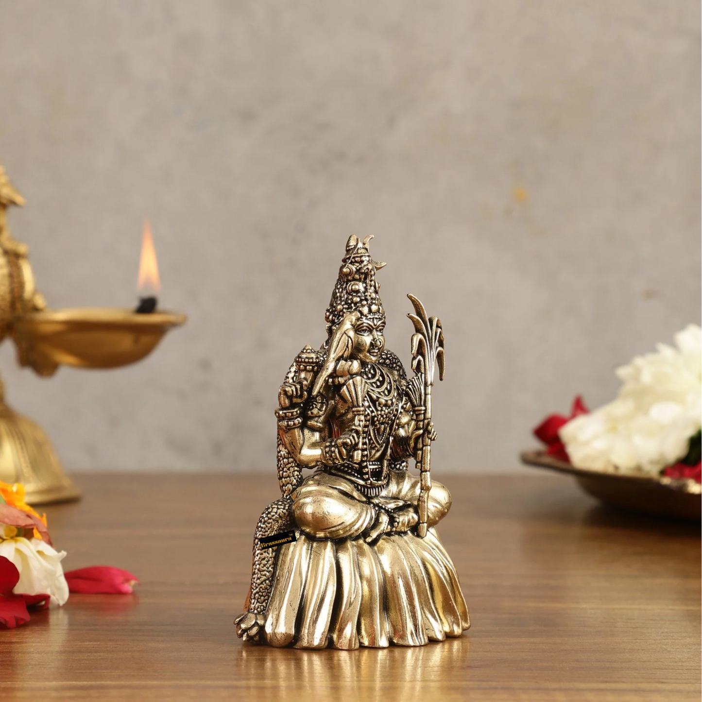 Brassaura™ Brass Lalitadevi Rajarajeshwari Idol – 4 inch | 150 gm | Superfine Finish for Home Temple & Spiritual Decor