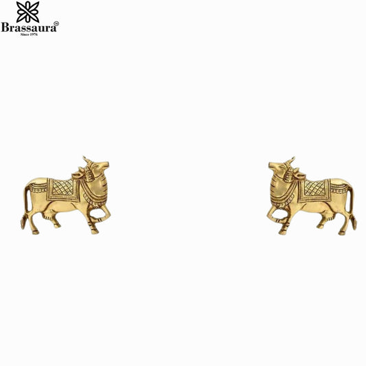 Brassaura™ सेक्रेट ब्रास नंदी वॉल हैंगिंग – ऊंचाई 4.7 इंच और वज़न 1.58 किलोग्राम | आध्यात्मिक वॉल आर्ट
