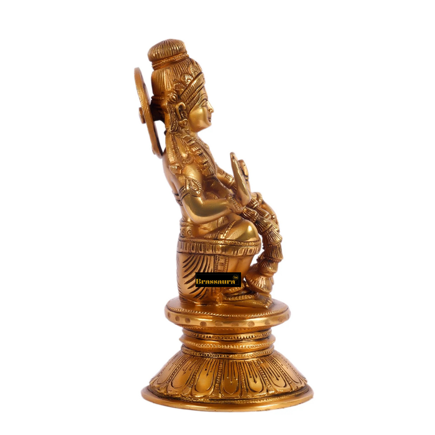 Brassaura™ Brass Lord Ayyappan Idol – 8.5 inch | 3 kg | Son of Shiva & Vishnu (Mohini) | Intricately Crafted for Home & Office Decor