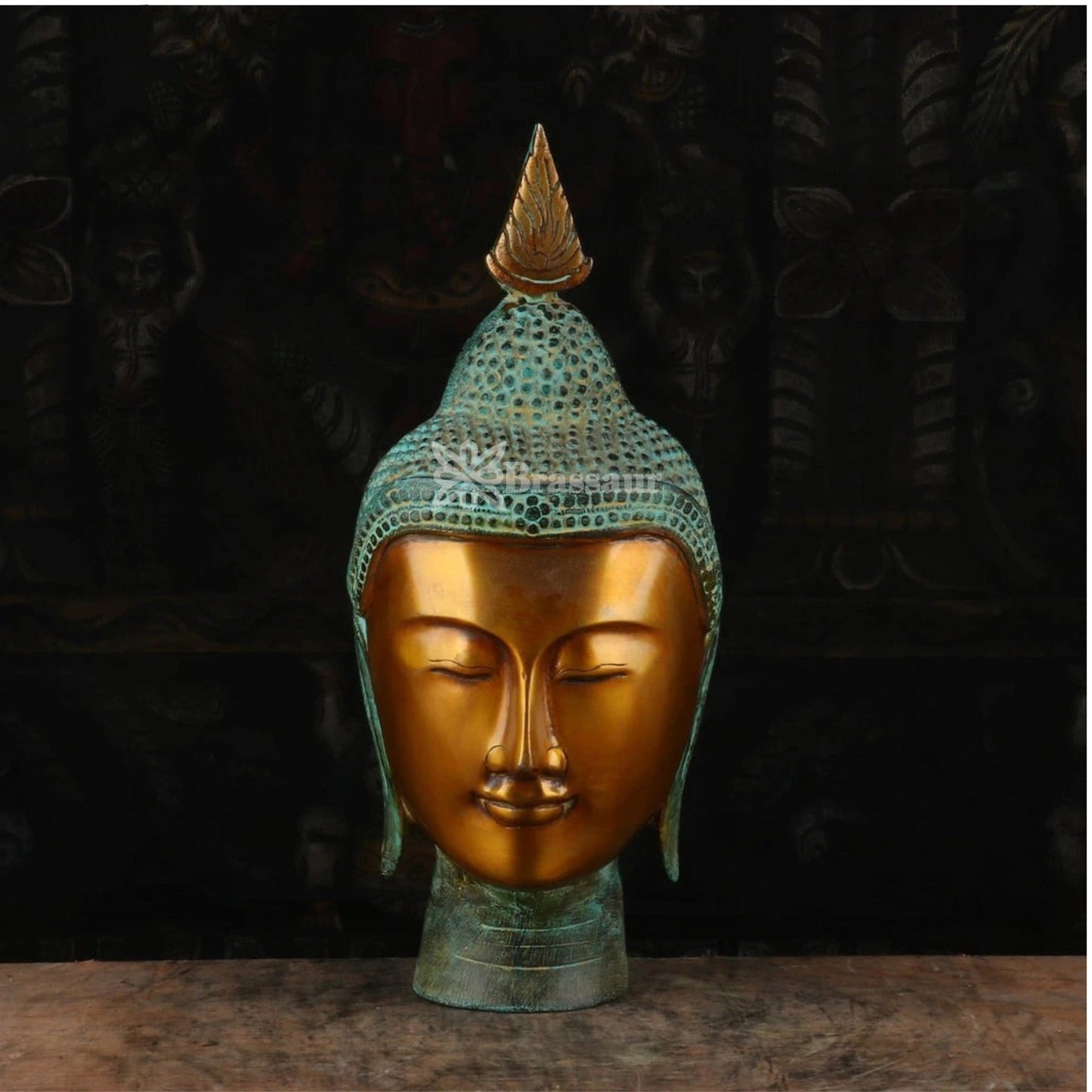 Brass Head Buddha Weight 3.7 kg & Height 12.5 Inch
