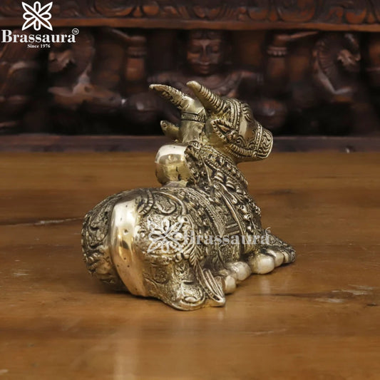 Brass Nandi For Home Décor And Gift Items Weight 1.8 kg Height 4.5 Inch