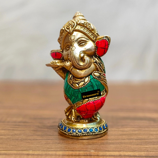 ब्रासुरारा® मिनी ब्रास गणेश प्रतिमा - ऊँचाई 5 इंच