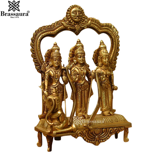 Brassaura™ Brass Ram Darbar Idol – Height 12 Inches & Weight 5.5 Kgs | Heritage Brass Artwork for Spiritual Spaces