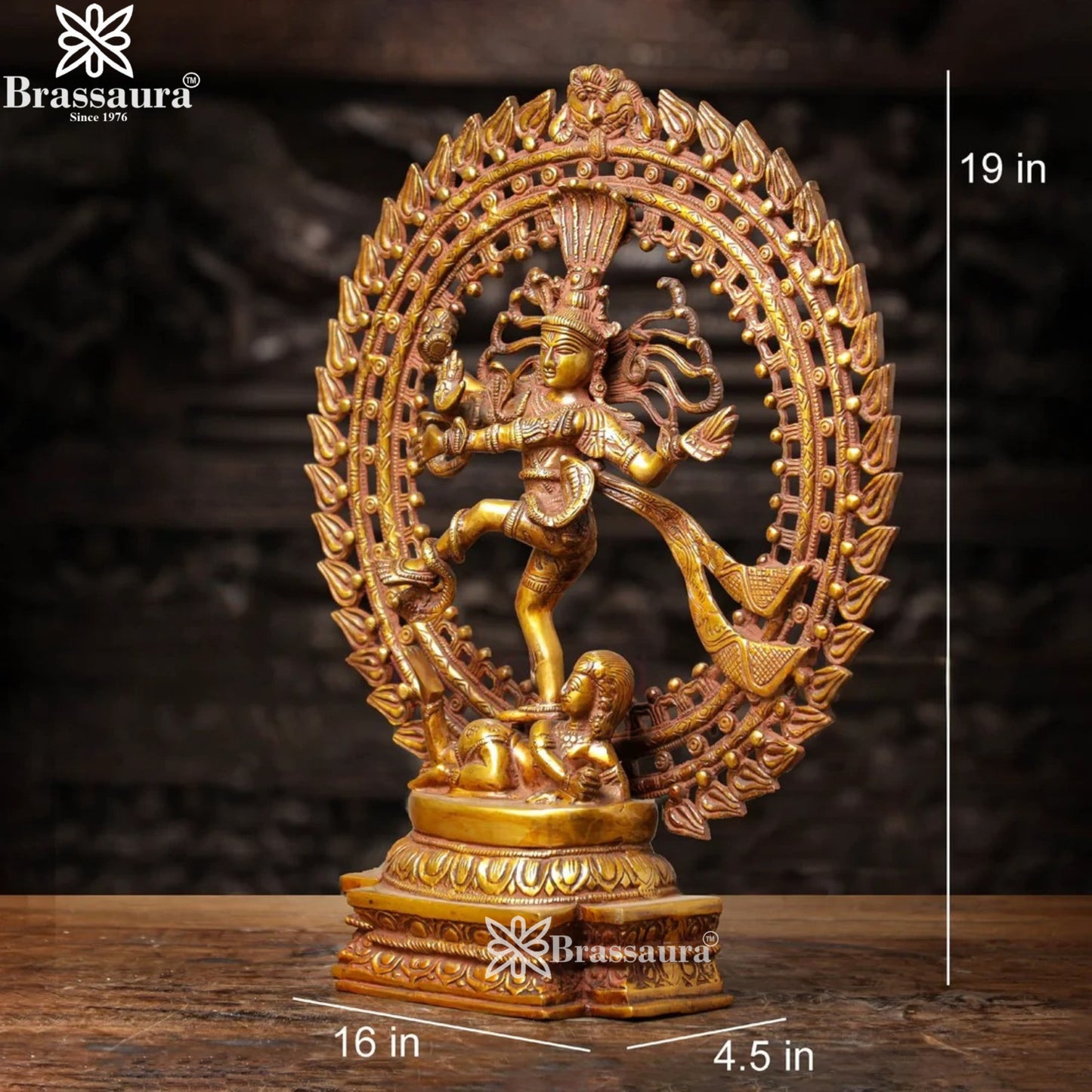 Brass Antique Dancing Natraj Statue Weight 9.26 Kg And Height 19 Inch