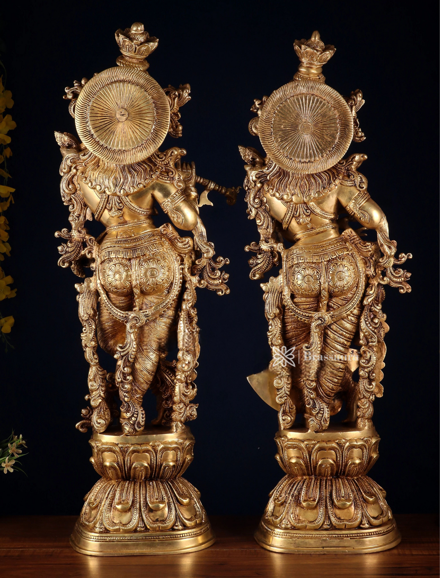 Brassaura™ Pure Brass Superfine Radha Krishna Statue Set – Height 30 Inches & Weight 40 Kgs | Divine Love & Devotion Idol