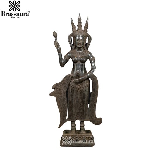 Bronze Combodian Apsara Statue Weight 4.7 Kg And Height 22 Inch