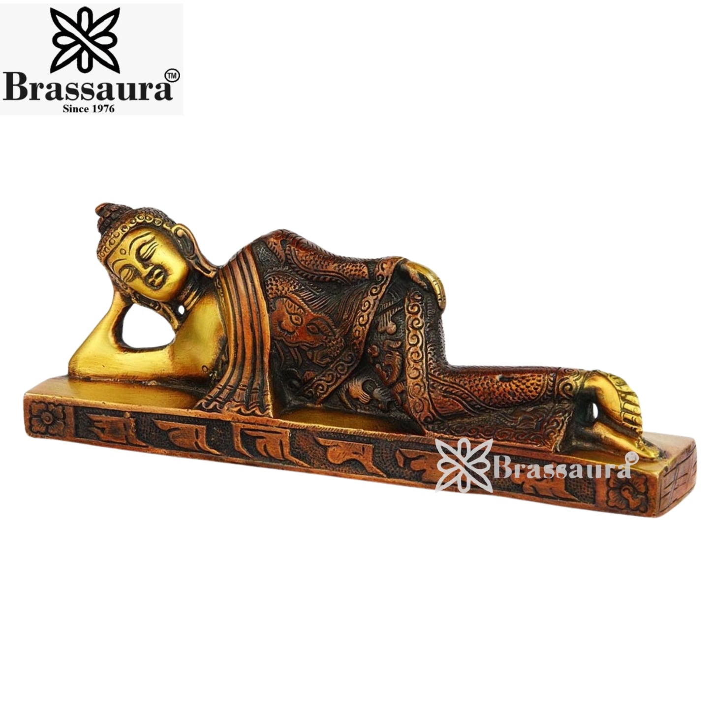 Brass Sleeping Buddha Weight 1 kg & Height 3 Inch