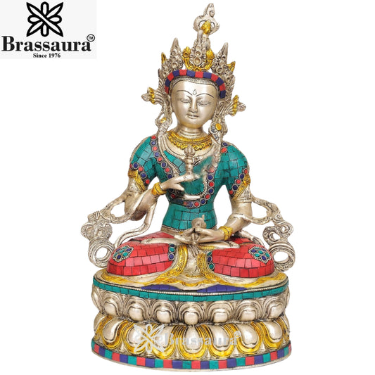 Brass Antique Gem Stone Work Tara Weight 4 Kg & Height 14 Inch