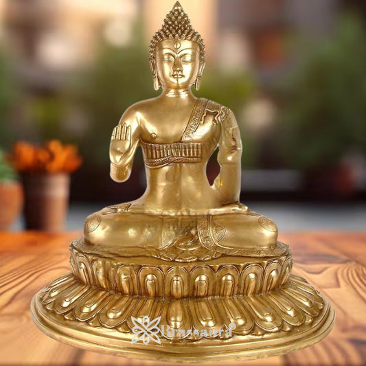 Brass Buddha Weight 18 Kg & Height 22.8 inch