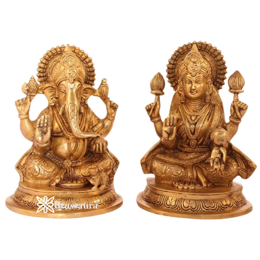 Brass Artistic Lakshmi Ganesh Weight 5.6 Kg & Height 8 Inch