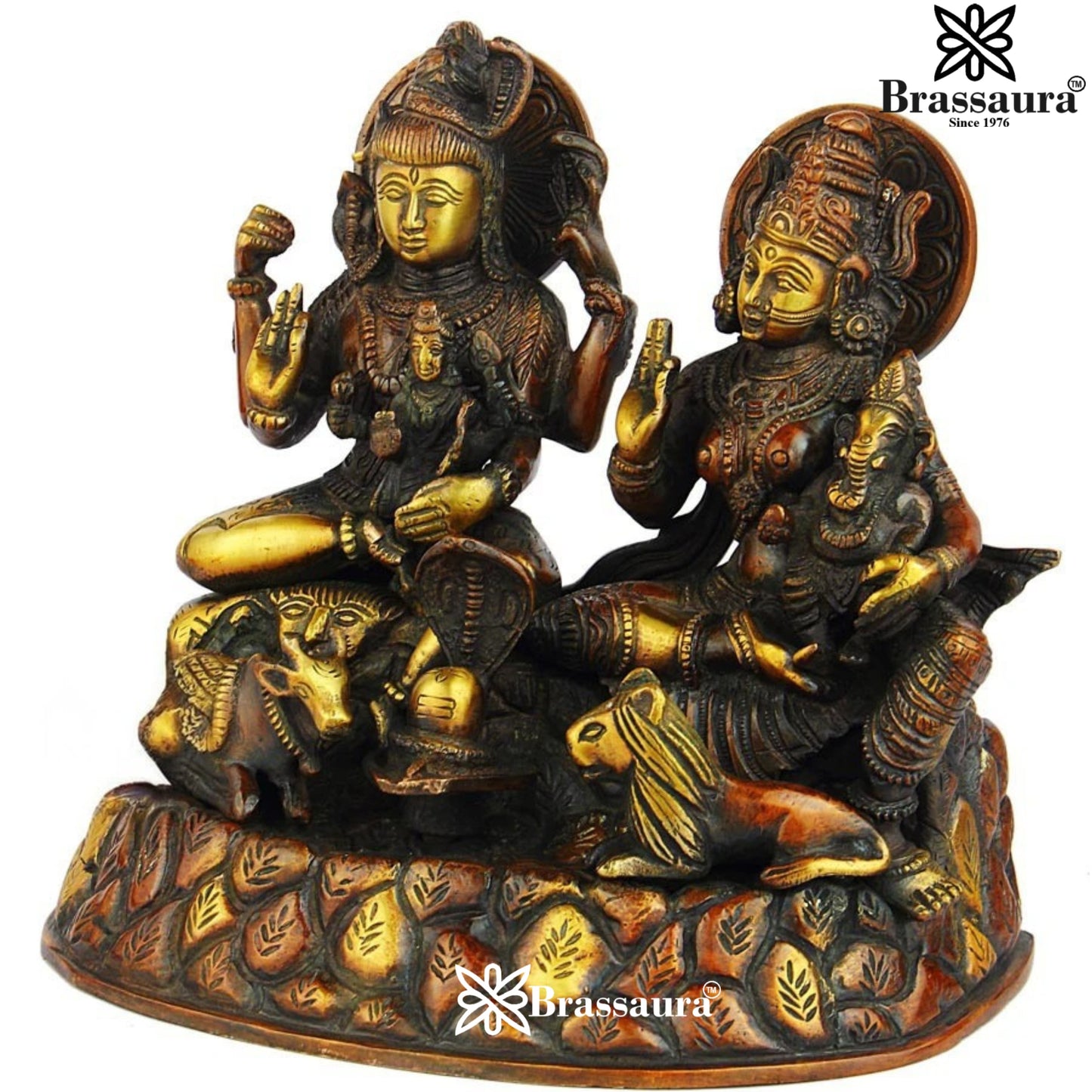 Brass Antique Shiv Family Weight 4 Kg & Height 8 Inch