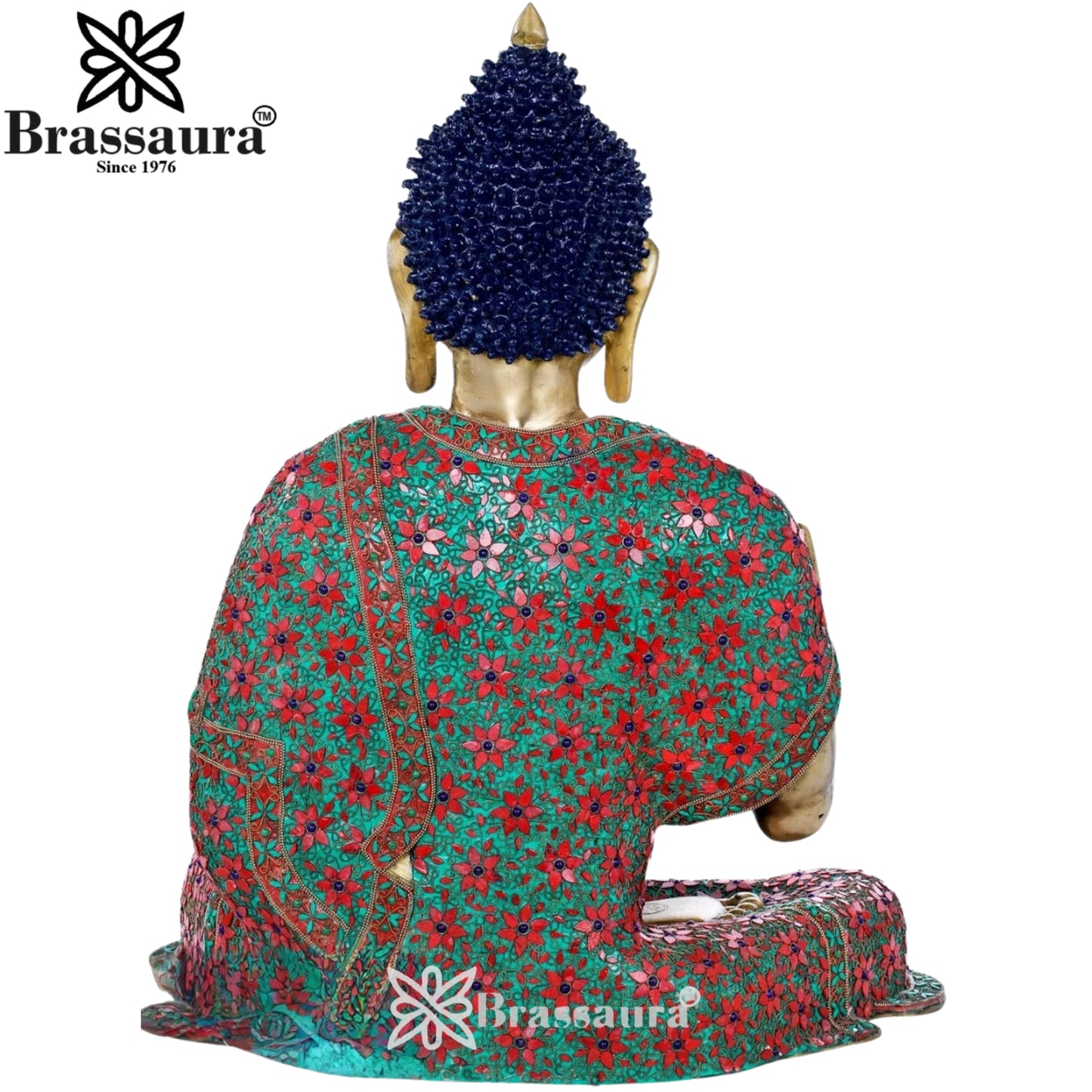 Brass Blessing Gem Stone Work Buddha Weight 37 kg & Height 28 Inch
