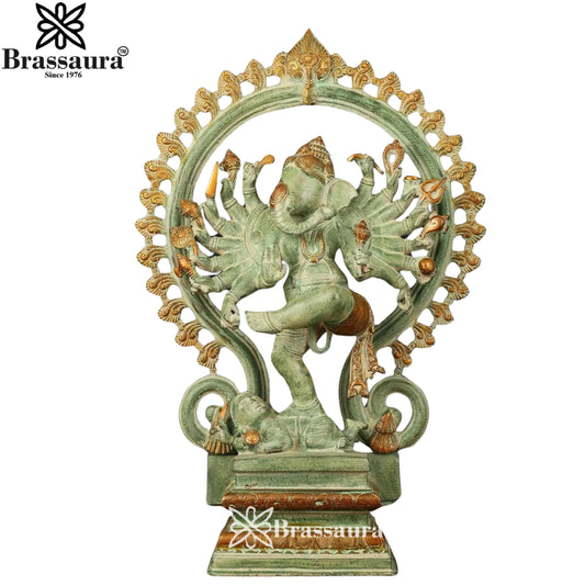 Brass Ring Ganesha Statue Weight 20.3 Kg & Height 25 Inch