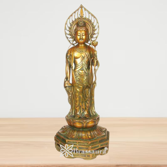 Brass Standing Buddha Weight 10 Kg & Height 24 inch