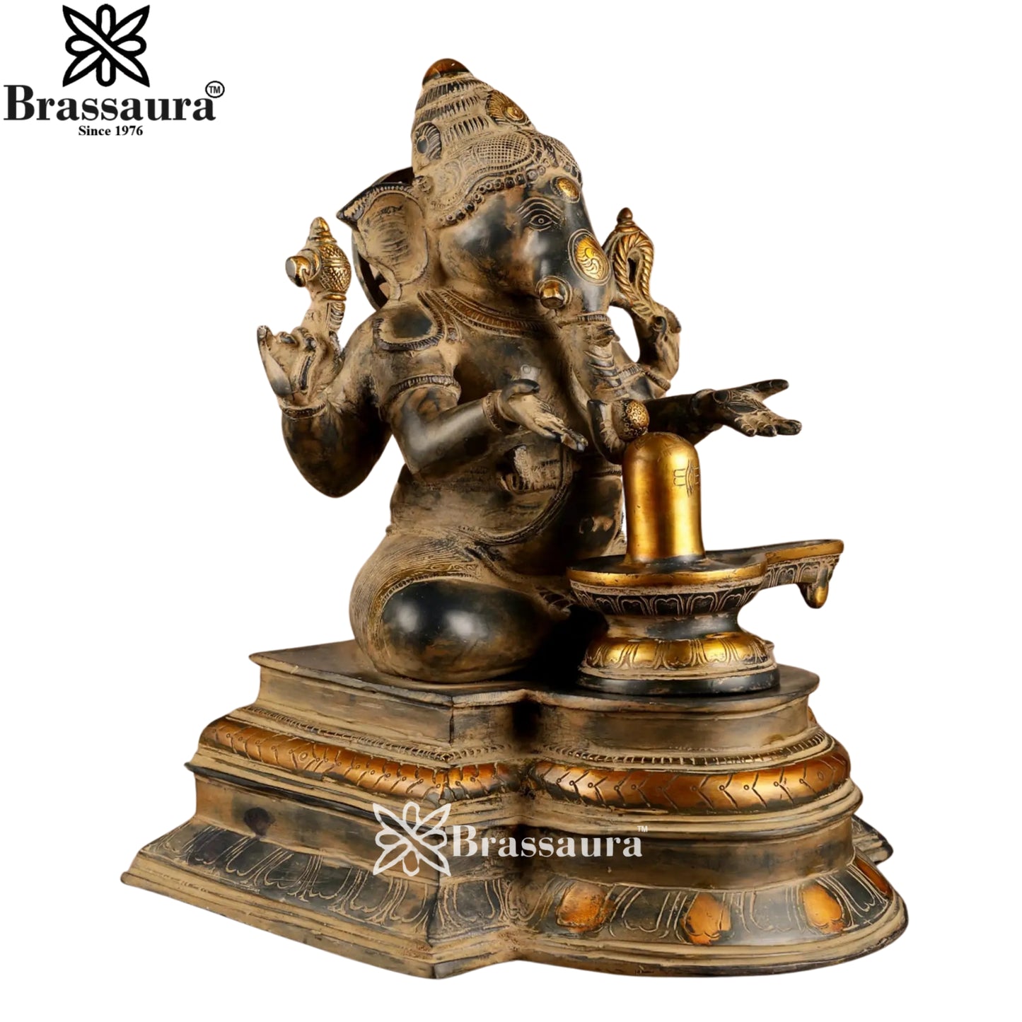 Brass Ganesha & Shivling Weight 10.5 Kg & Height 14.5 Inch