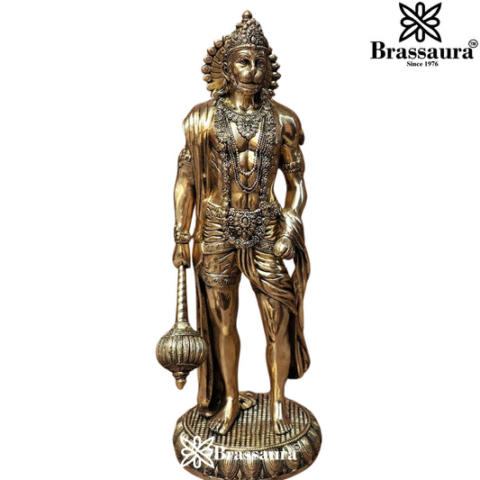 Brassaura™ Exquisite Brass Hanuman Statue – Height 23 Inches & Weight 13 Kgs | Temple Décor